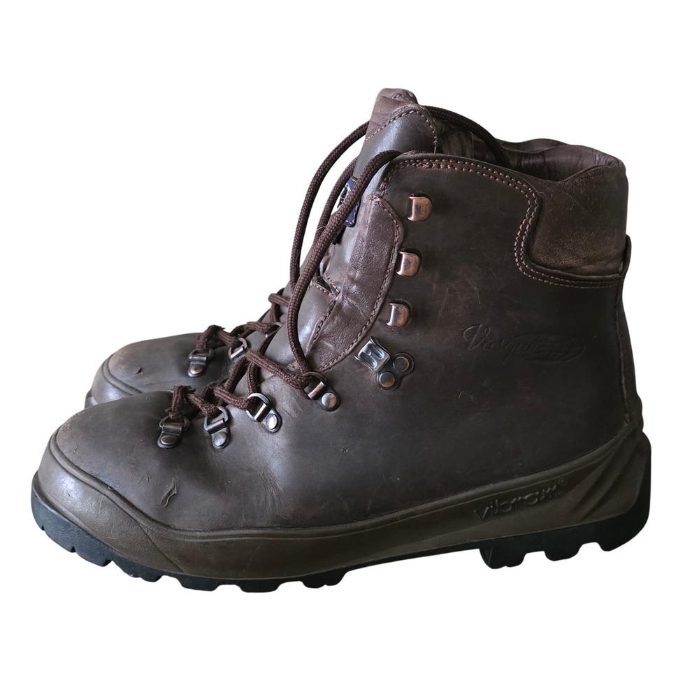 Vintage Vasque Gore-Tex Brown‎ Leather Hiking Boots Vibram Sole Mens 7.5 M 7441